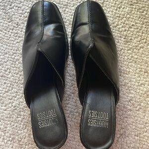 Black Y2K faux leather Mootsies Tootsies mules